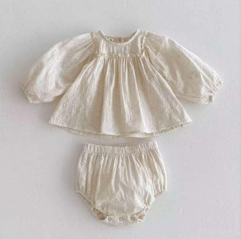 Baby Girl Lace Embroidered Bloomer Set