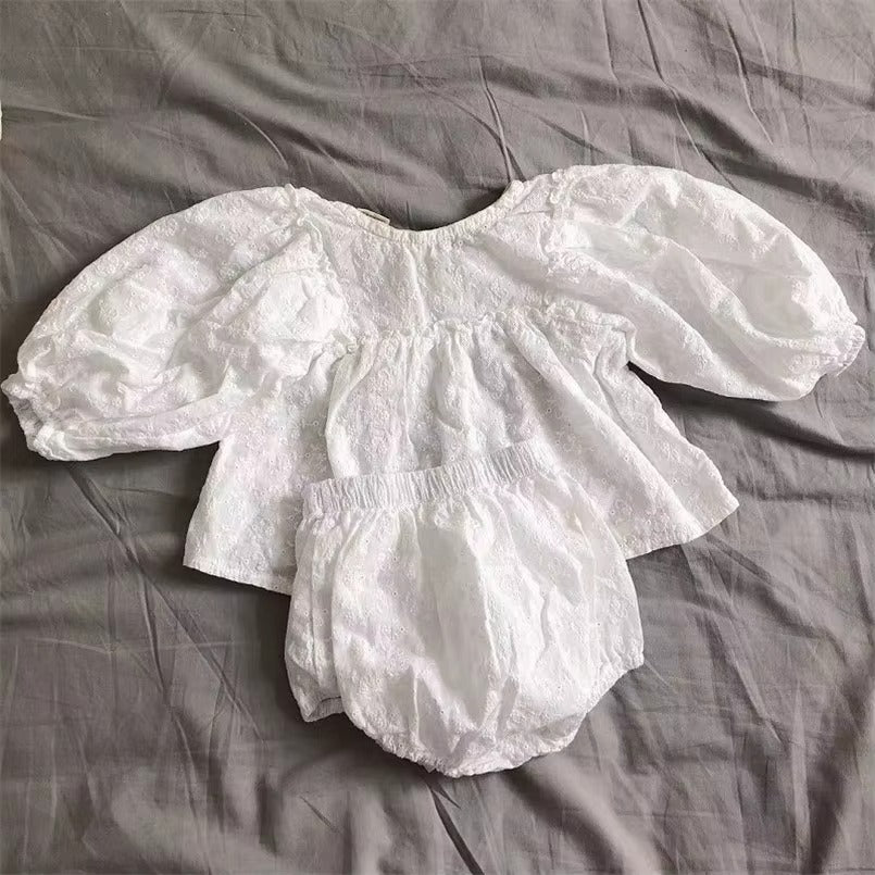 Baby Girl Lace Embroidered Bloomer Set