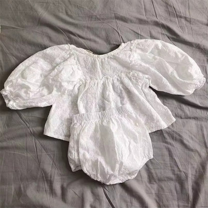 Baby Girl Lace Embroidered Bloomer Set