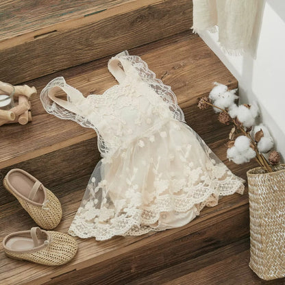 Baby Girl Lace Romper Dress – Lightweight Summer Outfit for Birthdays & Photos