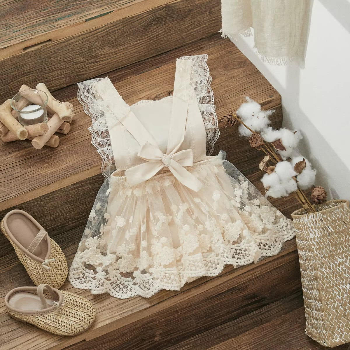 Baby Girl Lace Romper Dress – Lightweight Summer Outfit for Birthdays & Photos