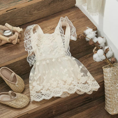 Baby Girl Lace Romper Dress – Lightweight Summer Outfit for Birthdays & Photos