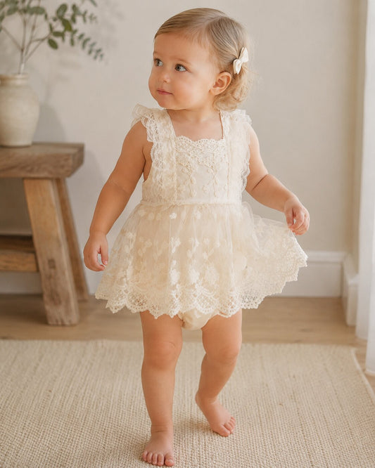 Baby Girl Lace Romper Dress – Lightweight Summer Outfit for Birthdays & Photos