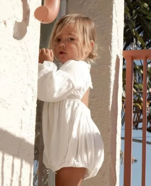 Baby Girl Open Back Cotton Bubble Romper