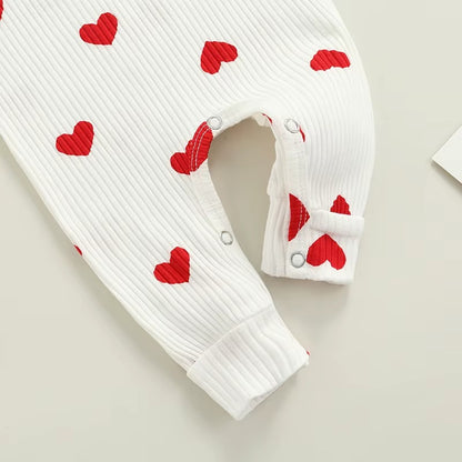 Baby Heart Romper Outfit – Soft Long Sleeve One-Piece with Matching Headband