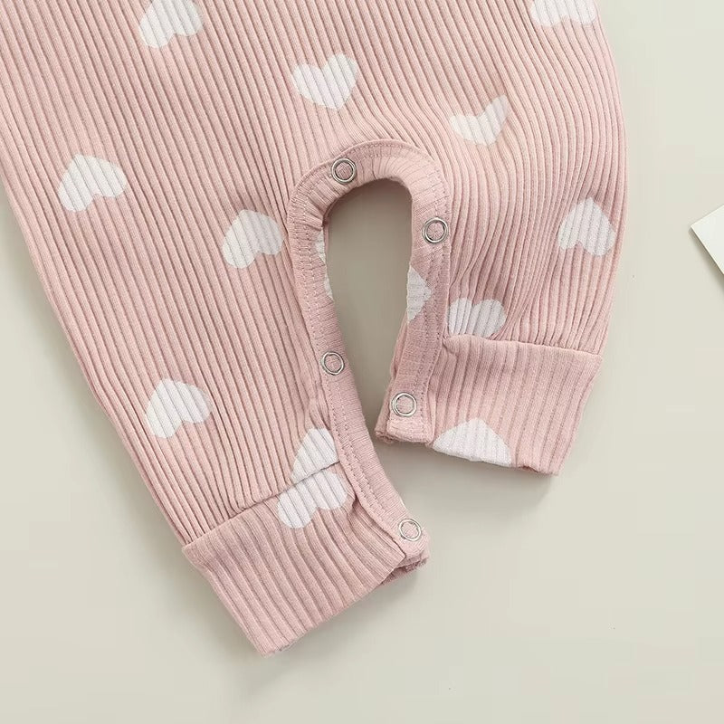 Baby Heart Romper Outfit – Soft Long Sleeve One-Piece with Matching Headband