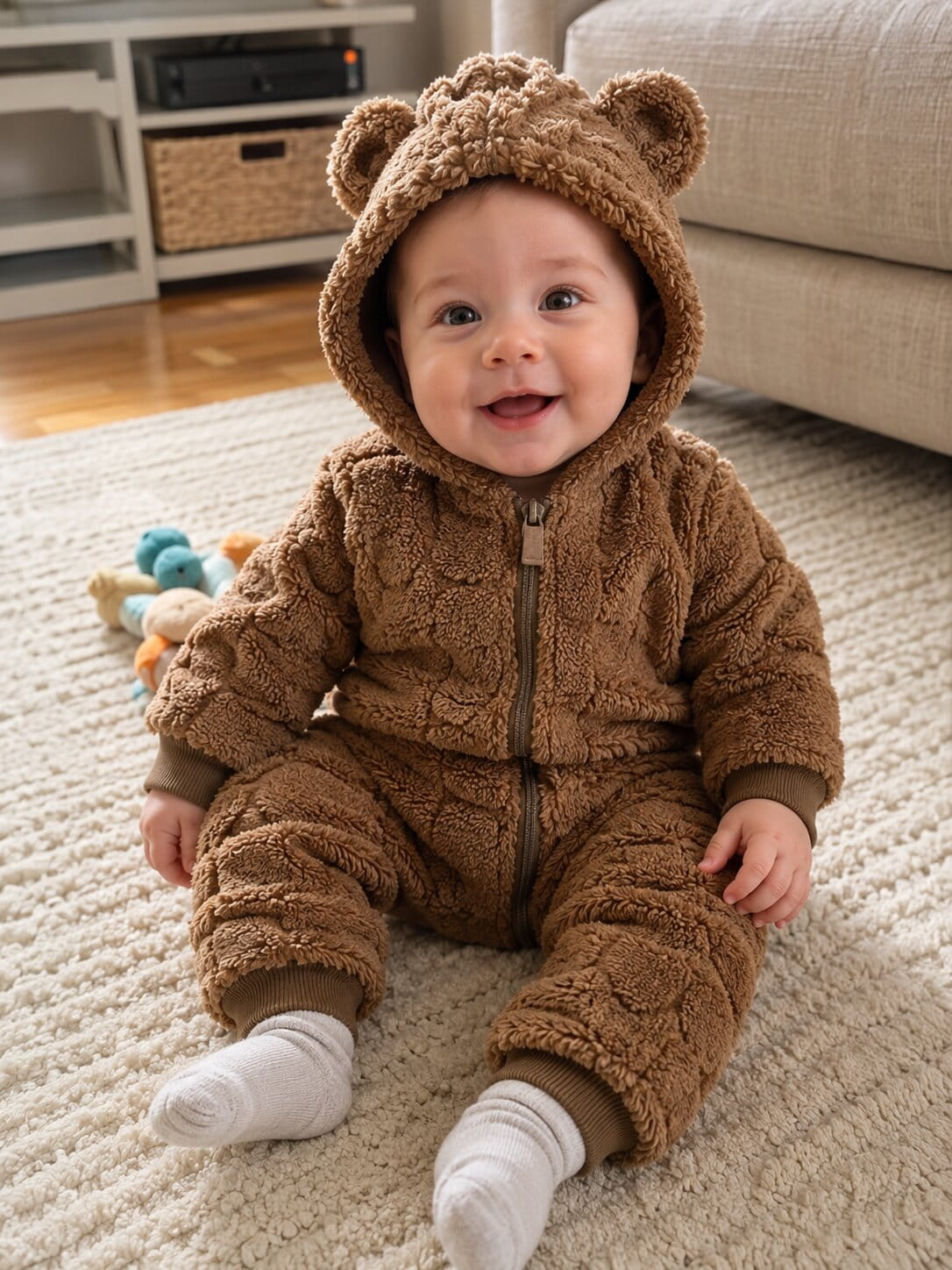Baby Heart Textured Fleece Romper