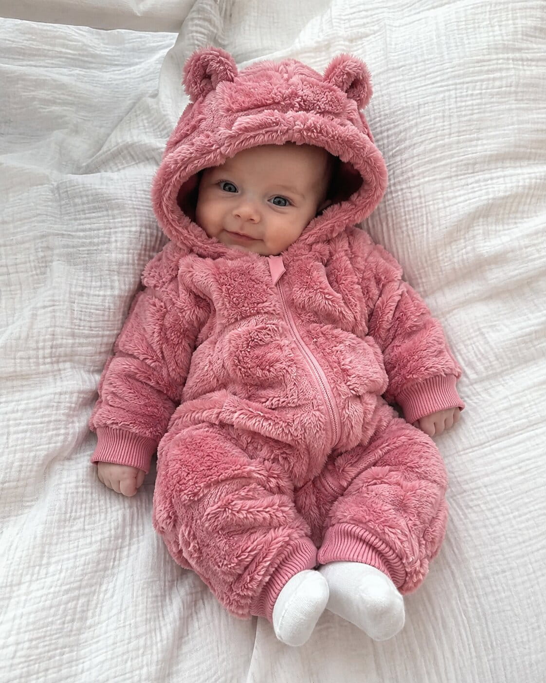 Baby Heart Textured Fleece Romper