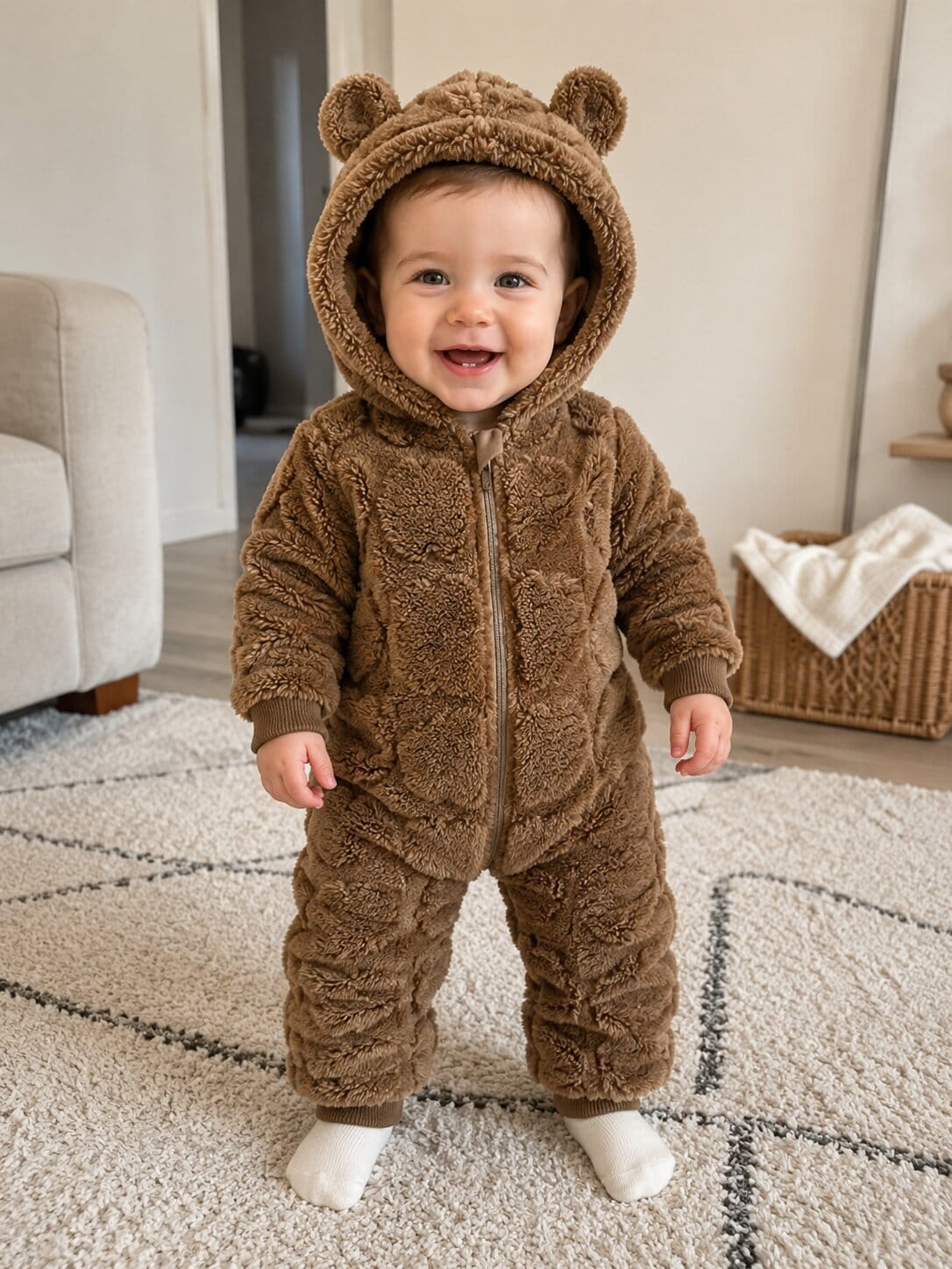 Baby Heart Textured Fleece Romper