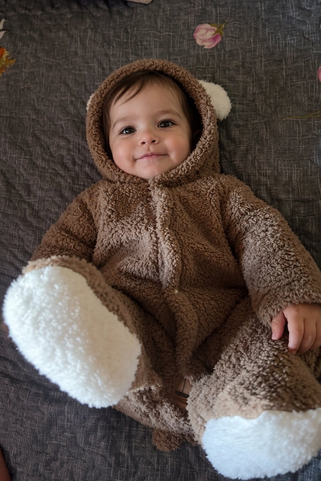 Baby Hooded Bear-Ear Plush Romper