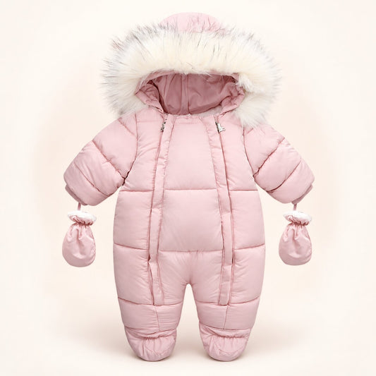 Baby Hooded Padded Snowsuit Romper