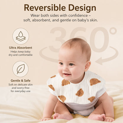 Baby Muslin Snap Bib 4 Piece Set – Soft, Comfortable & Made for Everyday Messes