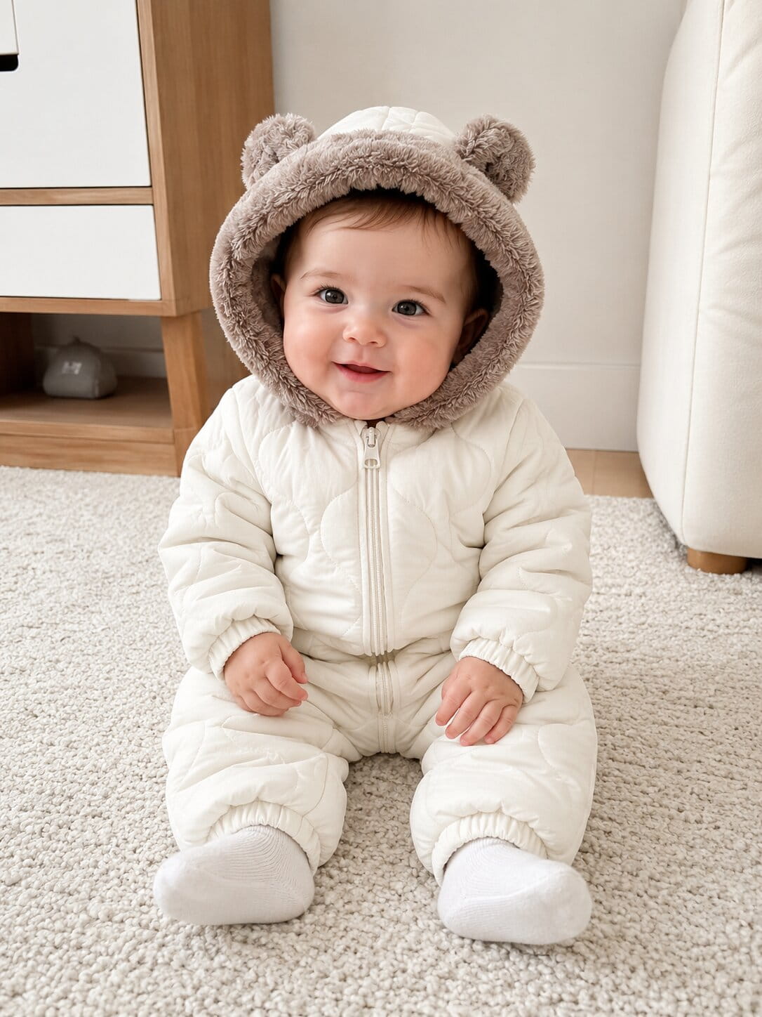 Baby Soft Hooded Snowsuit Romper