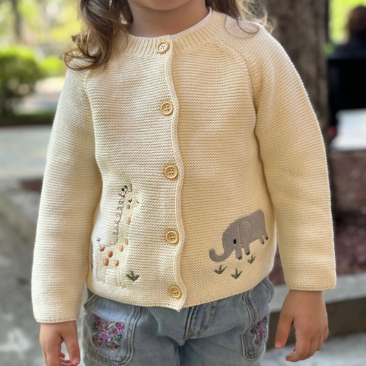 Baby Unisex Embroidered Cotton Knit Cardigan