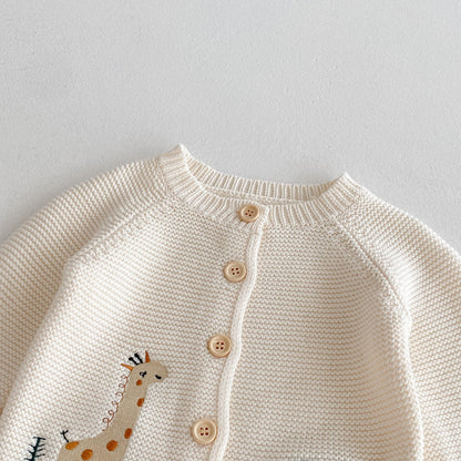 Baby Unisex Embroidered Cotton Knit Cardigan