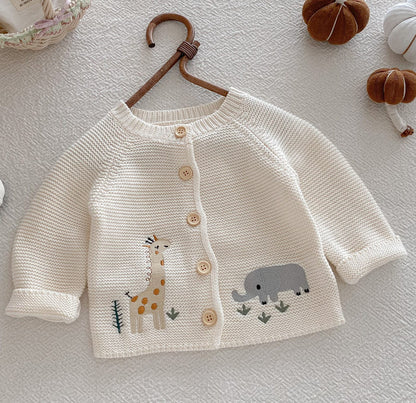 Baby Unisex Embroidered Cotton Knit Cardigan