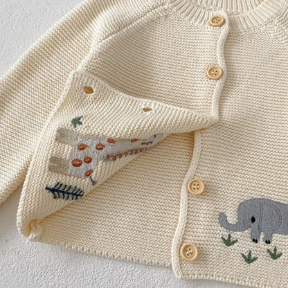 Baby Unisex Embroidered Cotton Knit Cardigan