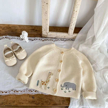 Baby Unisex Embroidered Cotton Knit Cardigan