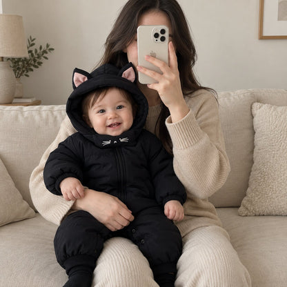 Baby Winter Jumpsuit – Thick Hooded Romper with Zipper