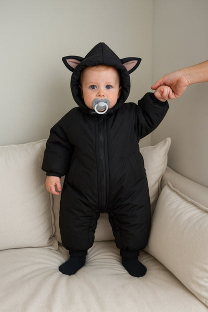 Baby Winter Jumpsuit – Thick Hooded Romper with Zipper