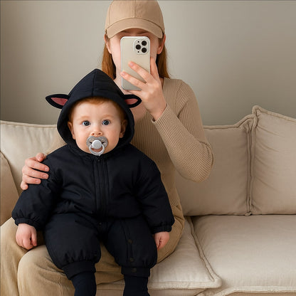 Baby Winter Jumpsuit – Thick Hooded Romper with Zipper