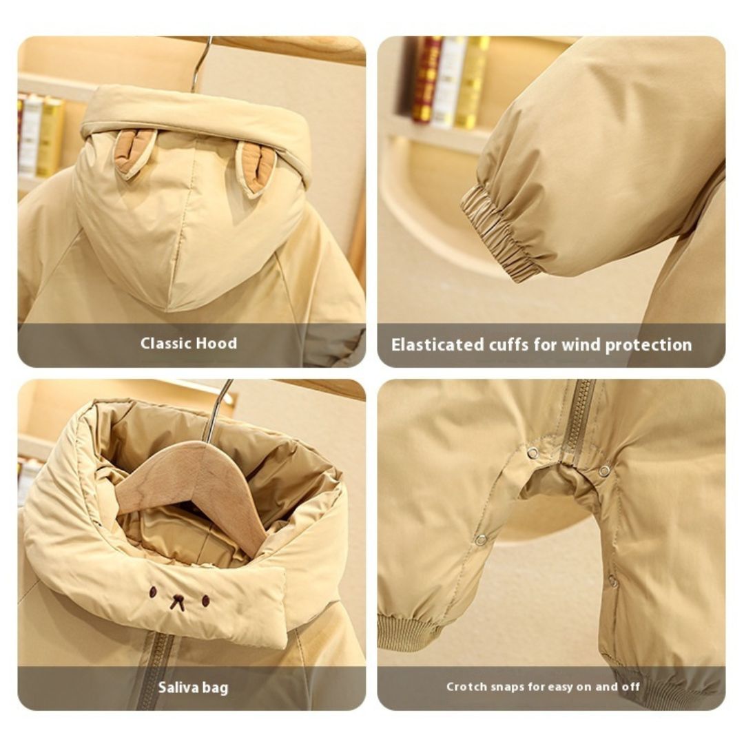 Baby Winter Jumpsuit – Thick Hooded Romper with Zipper