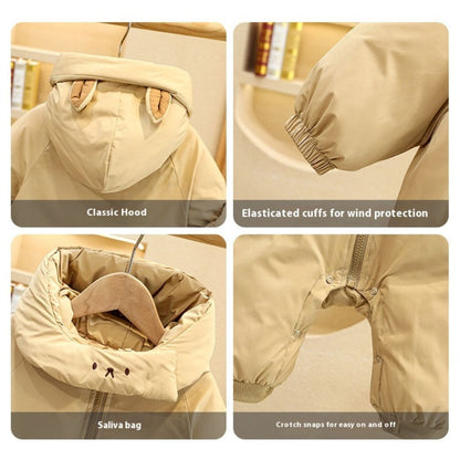 Baby Winter Jumpsuit – Thick Hooded Romper with Zipper