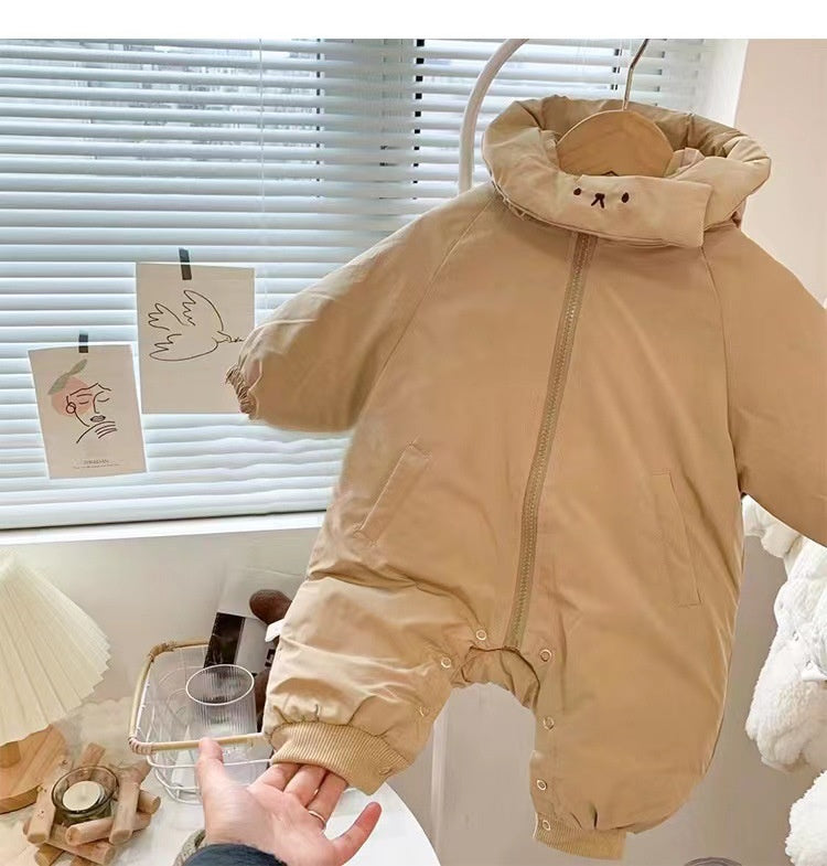 Baby Winter Jumpsuit – Thick Hooded Romper with Zipper