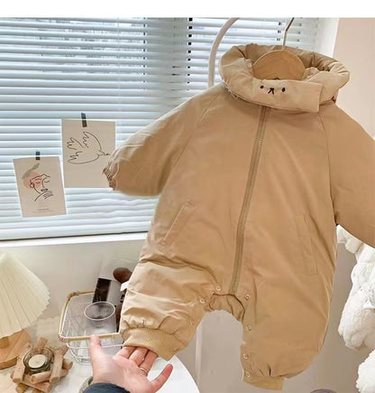 Baby Winter Jumpsuit – Thick Hooded Romper with Zipper