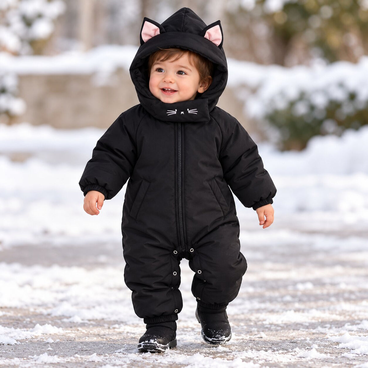 Baby Winter Jumpsuit – Thick Hooded Romper with Zipper