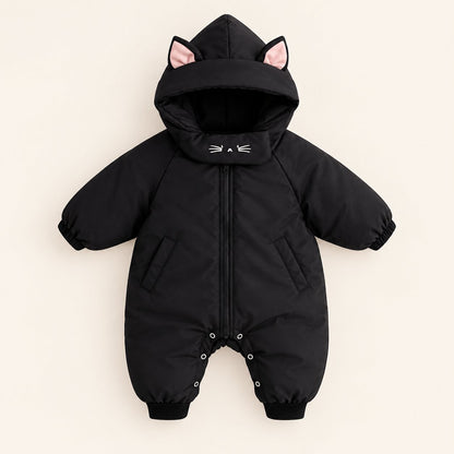 Baby Winter Jumpsuit – Thick Hooded Romper with Zipper