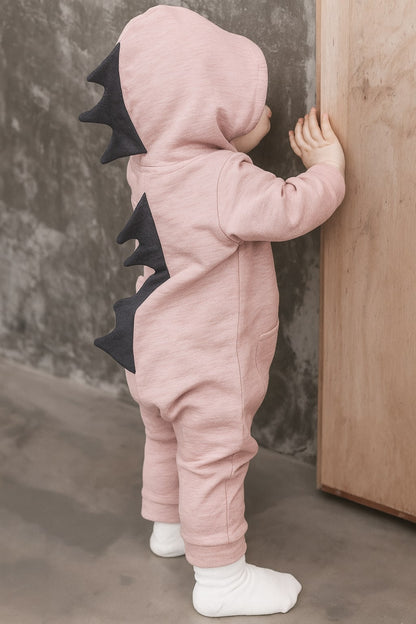 Baby Dinosaur Hooded Jumpsuit – Long Sleeve Romper with Dinosaur Spikes