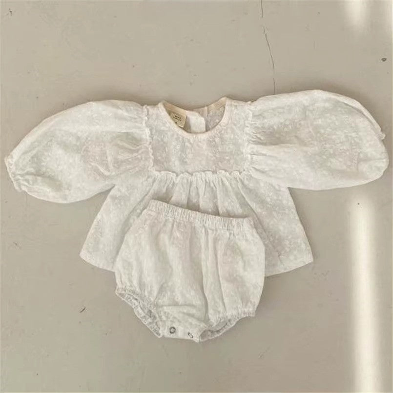 Baby Girl Lace Embroidered Bloomer Set