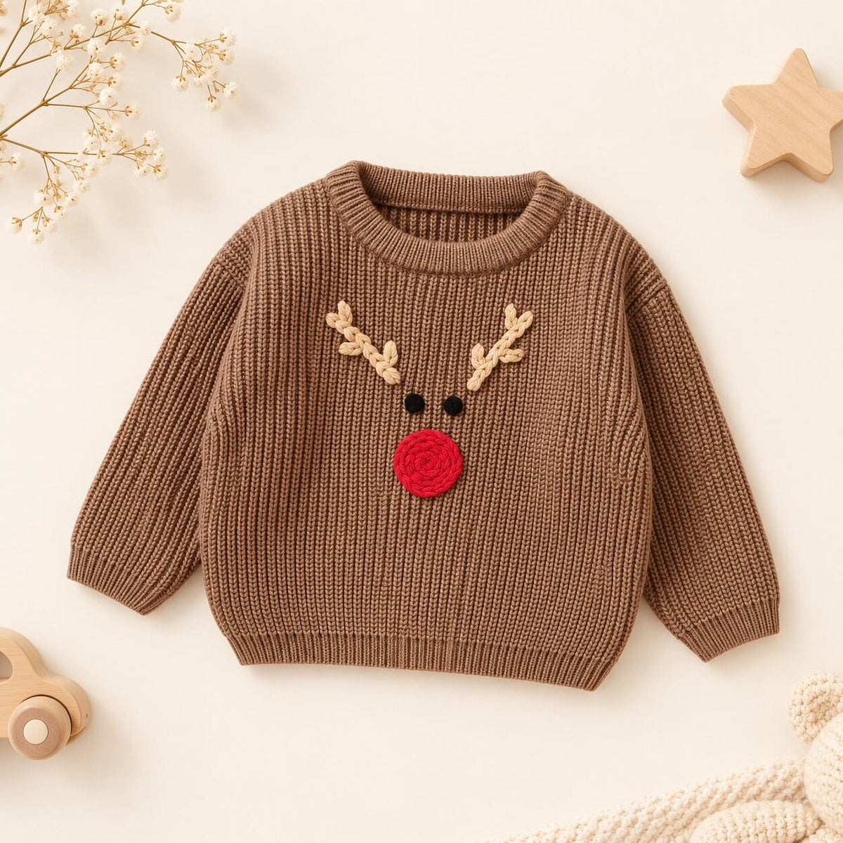 Baby & Toddler Reindeer Embroidered Knit Pullover