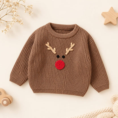 Baby & Toddler Reindeer Embroidered Knit Pullover