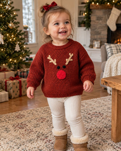 Baby & Toddler Reindeer Embroidered Knit Pullover