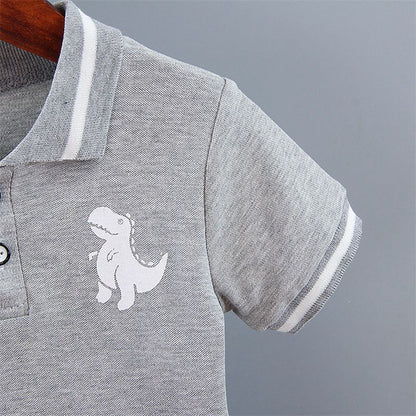 Boys Dinosaur Polo Shorts Set