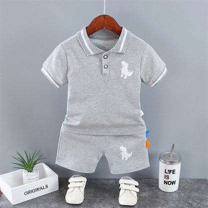 Boys Dinosaur Polo Shorts Set