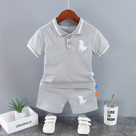Boys Dinosaur Polo Shorts Set