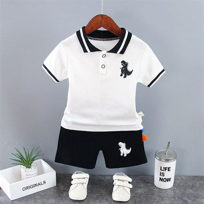 Boys Dinosaur Polo Shorts Set