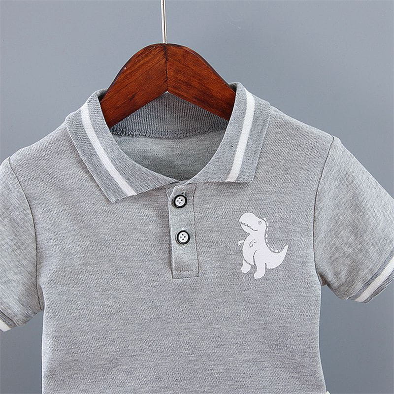Boys Dinosaur Polo Shorts Set