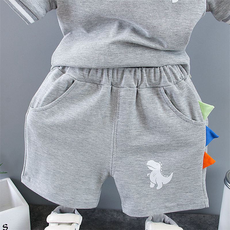 Boys Dinosaur Polo Shorts Set