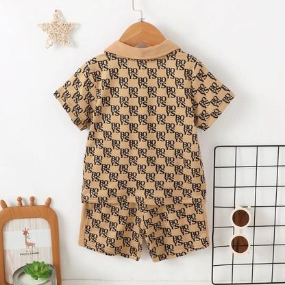 Boys Printed Shirt Shorts Set - Button Up Outfit