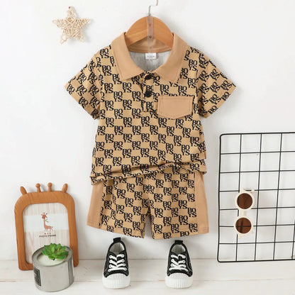 Boys Printed Shirt Shorts Set - Button Up Outfit