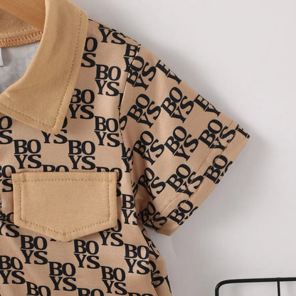 Boys Printed Shirt Shorts Set - Button Up Outfit