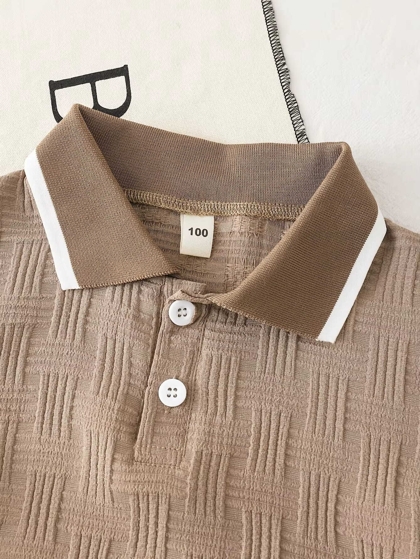 Boys Textured Polo Shorts Set