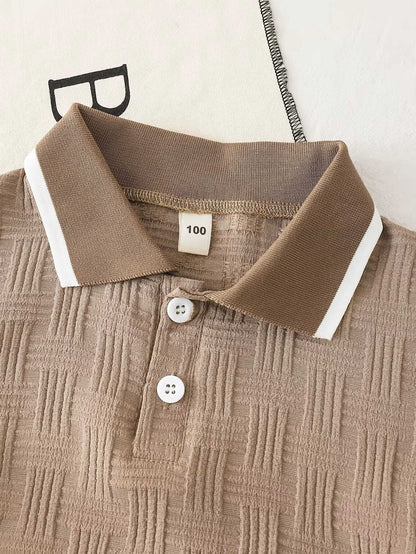 Boys Textured Polo Shorts Set