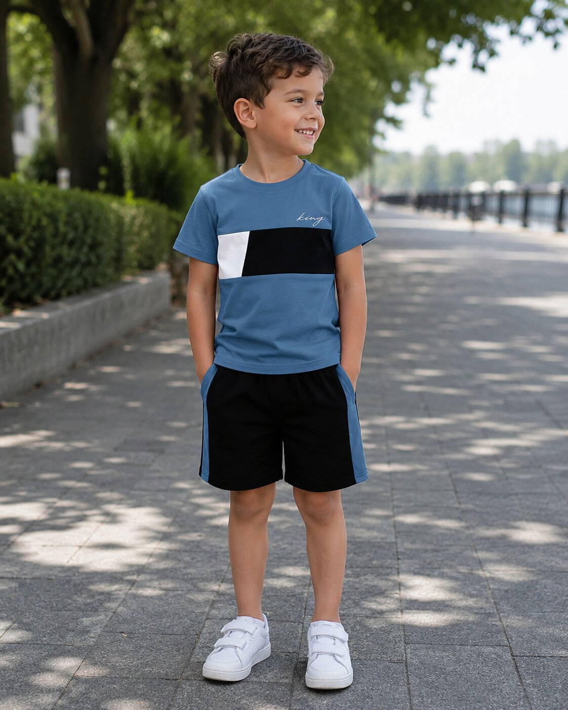 Boys Two-Tone Shirt & Shorts Set