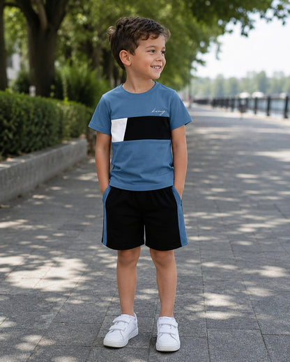 Boys Two-Tone Shirt & Shorts Set