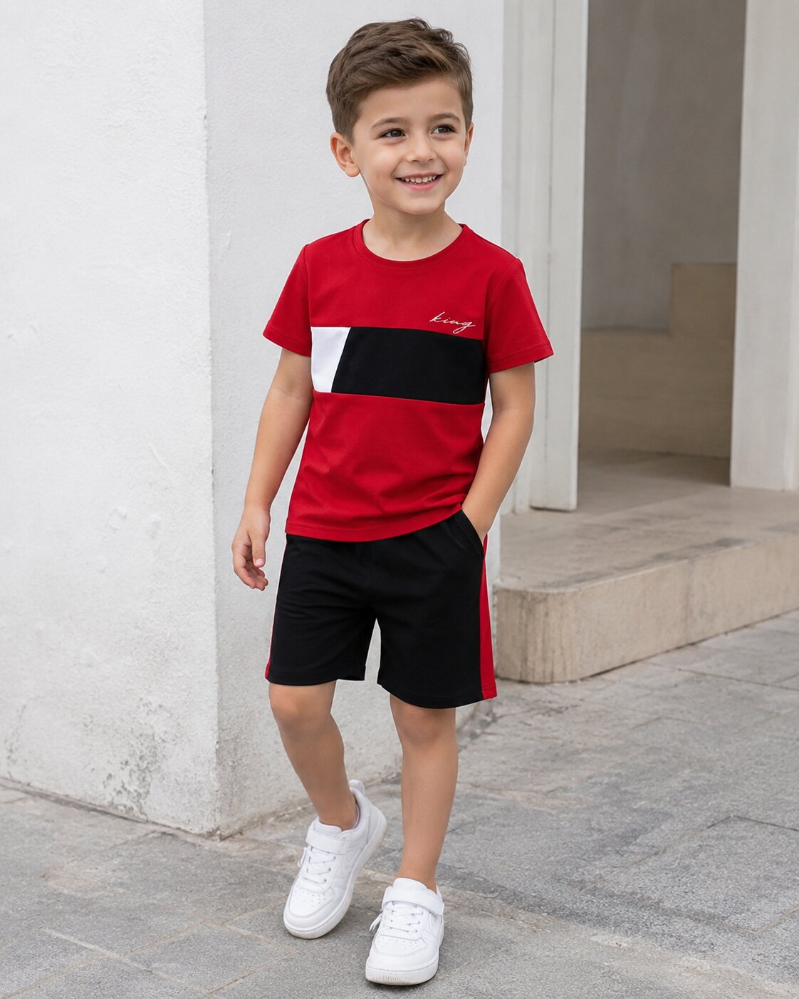 Boys Two-Tone Shirt & Shorts Set